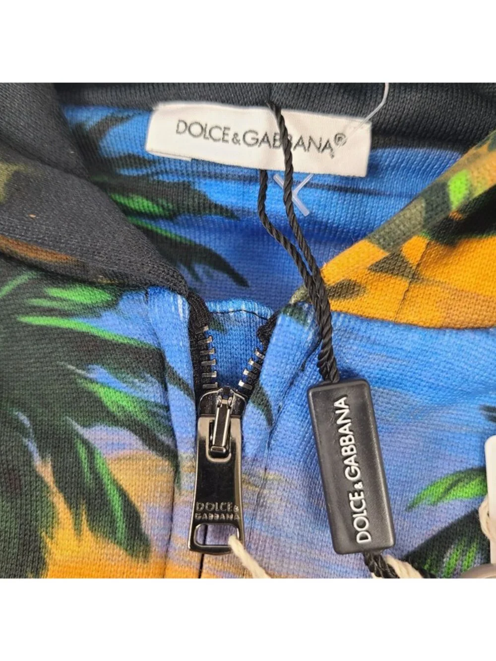 NEW Dolce & Gabbana Kids Sunset Beach Print Hoodie Sz 24M Multicolor